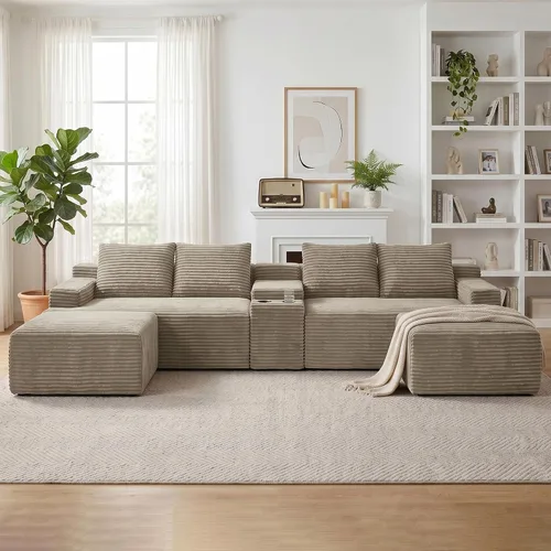 Vista 19 de Tmsan Sofá de 3 plazas sin hueso de 80.7 pulgadas para sala de estar con portavasos y asiento profundo de 26 pulgadas, bolsillos laterales, sofá