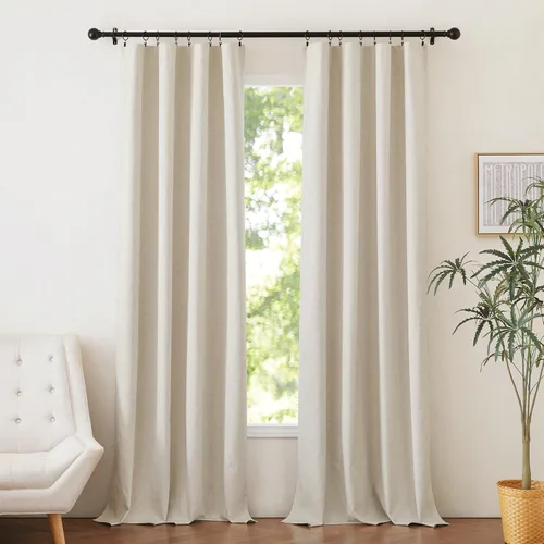Vista 44 de NICETOWN Cortinas de lino 100% opacas para sala de estar con forro blanco aislado térmico, 52 pulgadas de ancho, 2 paneles, cortinas de 84 pulgadas