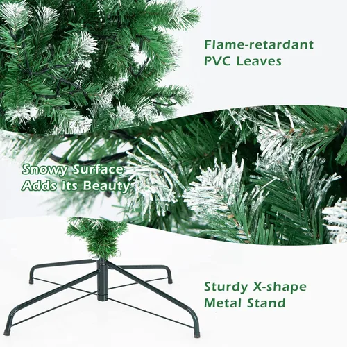 Vista 6 de DREAMADE Árbol de Navidad artificial de 7.5 pies con 1100 puntas de ramas de PVC, 400 luces LED, 8 modos de iluminación, fácil montaje, ideal