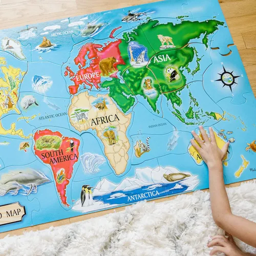 Vista 8 de Rompecabezas de mapa del mundo, 33 piezas, 2 X 3 pies de Melissa & Doug
