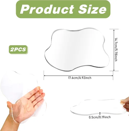 Vista 2 de Paquete de 2 posavasos acrílicos, posavasos transparentes para escritorio, posavasos de escritorio de acrílico, costa irregular transparente
