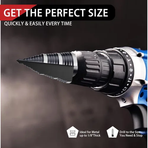 Vista 7 de Broca de Paso de 1/4 a 1-3/8 Pulgadas, Brocas de Paso de Acero de Alta Velocidad M2 de Doble Flecha, Broca de Paso con Ranura Recta para Taladrar