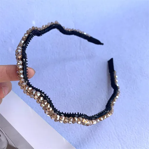 na Elegante diadema de imitación con diamantes de imitación para mujer, accesorios vintage para el cabello (color negro)
