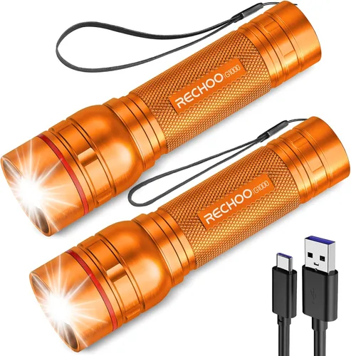 Vista 22 de Linternas recargables de alto lúmenes, luz de flash súper brillante G1000, pequeña linterna LED con zoom con 3 modos de iluminación, linterna Verde