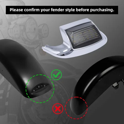 Vista 5 de TCT-MOTORPARTS Punta de guardabarros delantero Luz de humo Len se adapta a Harley Ultra Classic Electra Softail Glide