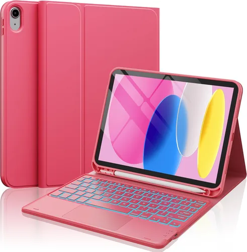 Vista 10 de CHESONA para iPad de 10ª generación Funda con teclado, 2 canales inalámbricos para iPad (A16) 11ª/10ª generación (2025/2022), retroiluminación