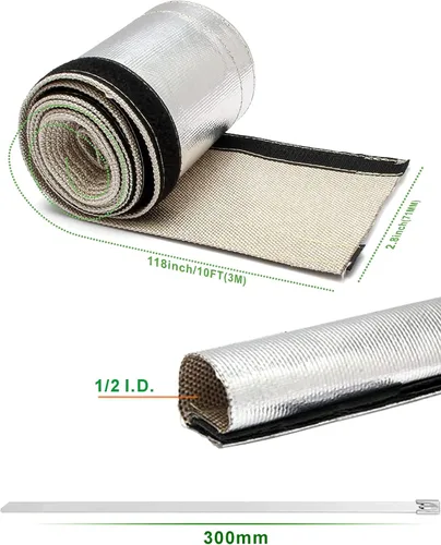 Vista 5 de Funda de calor aluminizada para protección contra el calor, línea de combustible, cable de calor para la máxima protección contra el calor