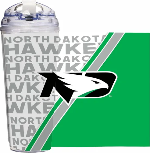 Vista 71 de Rico Industries NCAA - Vaso de acrílico estándar de 24 onzas con tapa con bisagras, vaso de doble pared con licencia oficial y popote