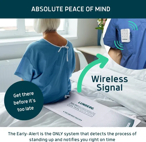 Vista 5 de Lunderg Alarma de cama de alerta temprana para adultos mayores – Almohadilla de sensor inalámbrico y buscapersonas – con tecnología inteligente