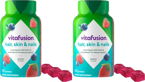 Vista 11 de Vitafusion Magníficas vitaminas gomosas multivitamínicas para cabello, piel y uñas, además de biotina y vitaminas antioxidantes C y E, sabor a