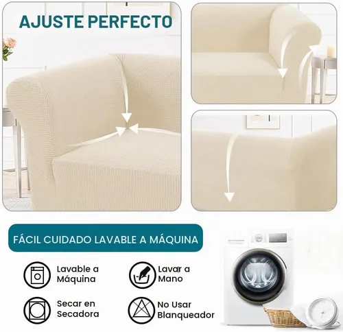 Vista 4 de Turquoize Funda elástica para silla estilo Chesterfield para sala de estar, 1 pieza, funda de sofá suave y antideslizante con tela jacquard gruesa