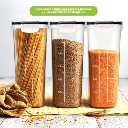 Vista 3 de Utopia Kitchen Juego de contenedores de almacenamiento para cereales – 4 unidades 4L (135.2 oz) Contenedores de almacenamiento de alimentos