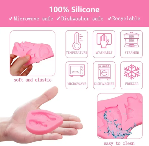 Vista 3 de Moldes de chocolate de pescado, tiburón marino, coral, moldes de silicona para dulces, moldes para hornear fondant con temática de mar