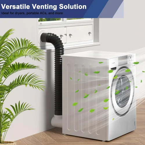 Vista 2 de Kit de ventana de ventilación de secadora – Kit de ventilación ajustable de 4 pulgadas para secadora, con cubierta de ventilación de secadora al