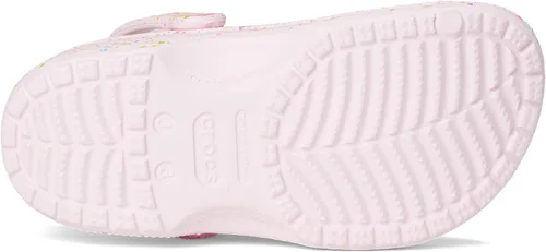 Vista 3 de Crocs Zuecos clásicos unisex para niños con patrones y gráficos, color rosa leche/multicolor, 1 mediano