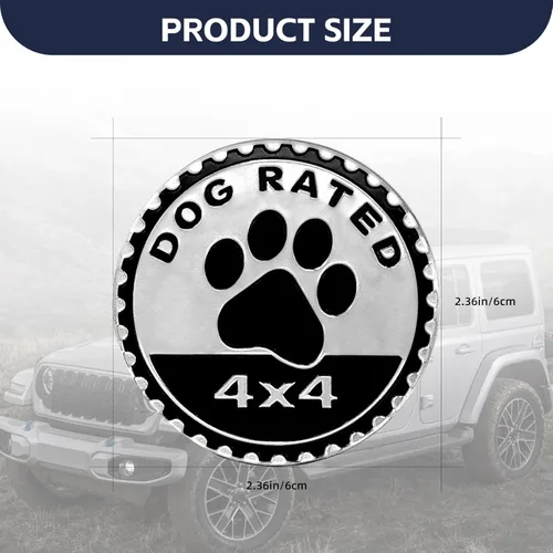 Vista 2 de Insignia de perro 4 x 4 calcomanías de emblema automotriz, insignias de metal 3D para automóvil, emblema redondo compatible con Jeep Wrangler