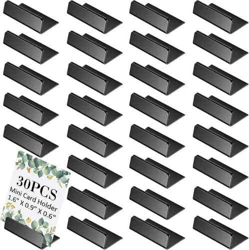30 piezas de soporte para tarjetas de mesa, color negro, soportes de números de mesa, letreros pequeños antiguos para etiquetas de precios de
