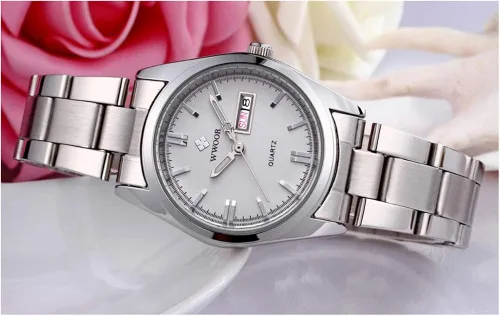 Vista 5 de FANMIS Vestido de negocios para mujer, estilo casual, analógico, de cuarzo, fecha, semana, impermeable, de acero inoxidable