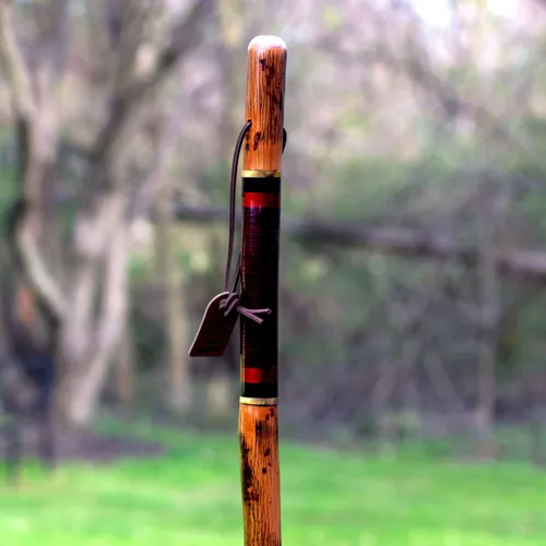 Vista 2 de Brazos Rustic Wood Walking Stick, Hickory, Traditional Safari Style Handle, for Men & Women, Made in The USA