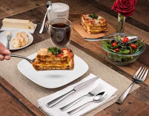 Vista 4 de Hudson Essentials Juego de cubiertos martillados de acero inoxidable 18/10 de 20 piezas, servicio para 4 personas (juego de 20 piezas)