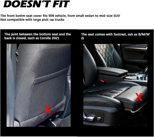 Vista 5 de Paquete de 2 fundas de asiento inferiores para automóviles, de piel sintética de lujo, protector de cojín para asientos delanteros, impermeable