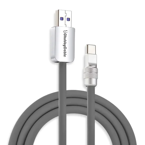 Vista 57 de chubbycable USB C a C 240W cable de carga rápida de silicona, negro, 3.3 pies Premium Zinc Alloy Connectors, 6mm Extra Thick, 45,000+ Bend Tested