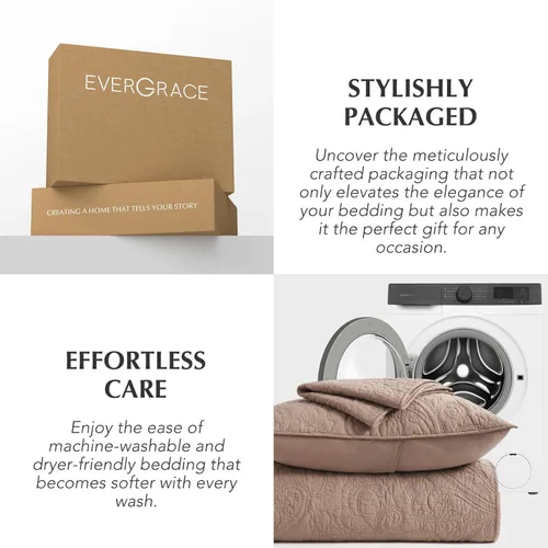 Vista 9 de EVERGRACE Juego de Edredón de Paisley 100% Algodón, Juego de 3 Piezas Tamaño Queen – Colcha Ligera Prelavada con 2 Fundas, Cubrecama Matelasse Suave