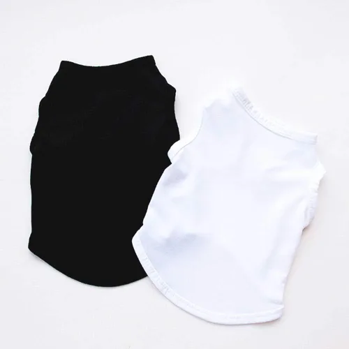 Vista 3 de Paquete de 2 camisas para perros, camisa lisa para perros y niñas, ropa de algodón para mascotas, apta para perros y gatos pequeños, extra pequeños