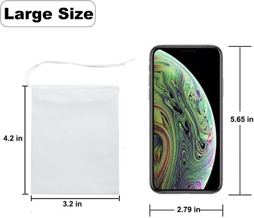 Vista 8 de Numola 100 bolsas de té desechables para té de hojas sueltas, bolsas de té vacías de material natural, bolsa infusora de té, bolsitas infusoras