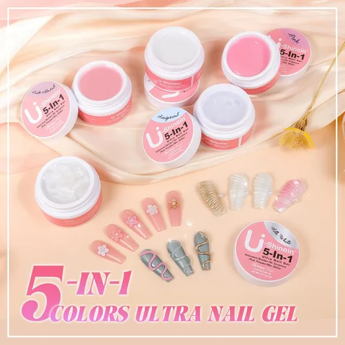 Vista 7 de Gel de uñas sólido constructor: 5 en 1 transparente no pegajoso extensión 3D Escultura Gel de uñas para modelado de tallado de arte, constructor