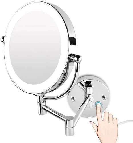 Bathroom Shaving Mirror Wall Mounted 8.5 inch Makeup Mirror with Led Lights True Image and X5 Magnified Vanity Mirror 360° Free Rotation Extendable