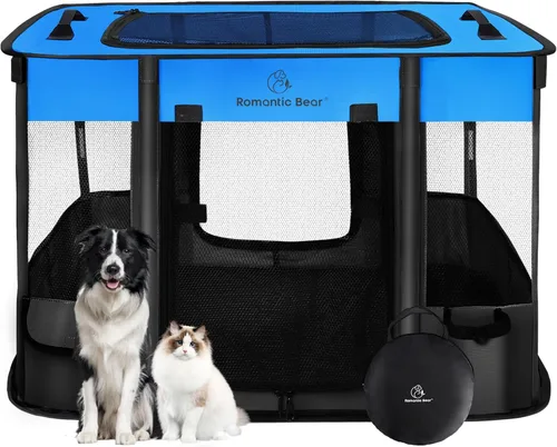 Corralito para perros, corralito para mascotas, corralito plegable para cachorros y gatos, jaula de camping portátil para ejercicio, cubierta de