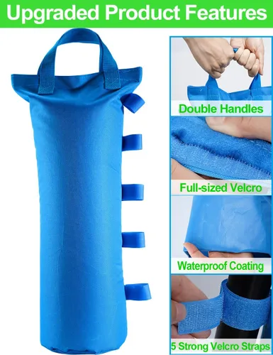 Vista 5 de Bolsas de arena de 120 libras para pesos de toldo extra grandes y resistentes para toldo desplegable Ez Pop Up, carpa, cenador, refugio solar