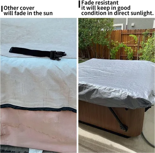 Vista 39 de UCEDER Cubierta redonda para bañera de hidromasaje, impermeable al aire libre (83 x 20 pulgadas), protector de poliéster 600D resistente para bañera