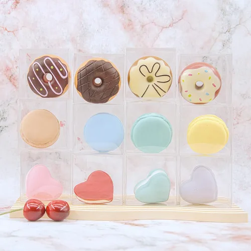 Vista 6 de 50 cajas Oreo de 2.2 x 2.2 x 1.4 pulgadas, cajas pequeñas transparentes para galletas, cajas de macarrón, cajas de dulces para pequeños regalos