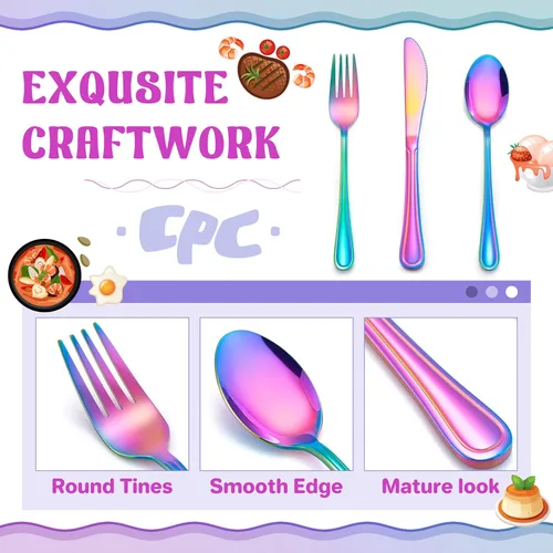 Vista 3 de HaWare Juego de cubiertos de 12 piezas para niños, de acero inoxidable, utensilios de comida preescolar, incluye 4 cucharas, 4 tenedores, 4