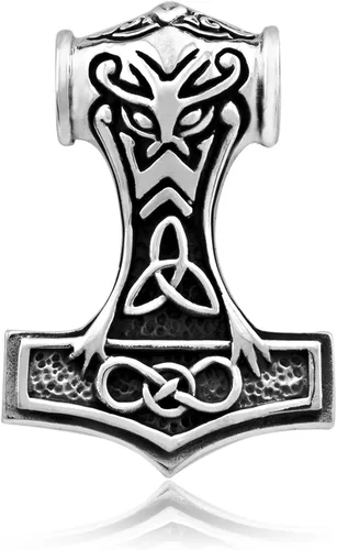 WithLoveSilver - Colgante de plata de ley 925 Trinity celta vikingo con forma de martillo de Thor (Mjolnir), Plata esterlina
