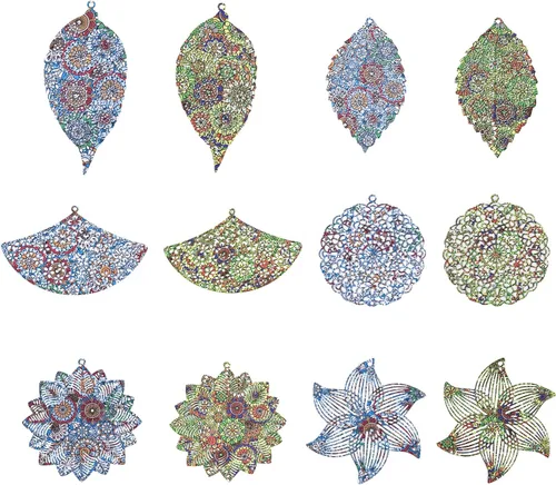 FASHEWELRY Encantos de arco iris de acero inoxidable Adornos de metal grabado multicolor, Acero inoxidable, No es una piedra preciosa