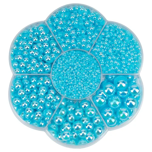 Vista 23 de 5800 piezas de medias perlas para manualidades, perlas de espalda plana para hacer obras de arte, accesorios de diamantes de imitación de bricolaje