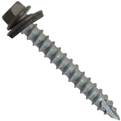 Vista 11 de Tornillos para techos de metal # 14: (250) tornillos x 2 "ABC gris Tornillo de techo de chapa de metal para techo. Tornillos de revestimiento