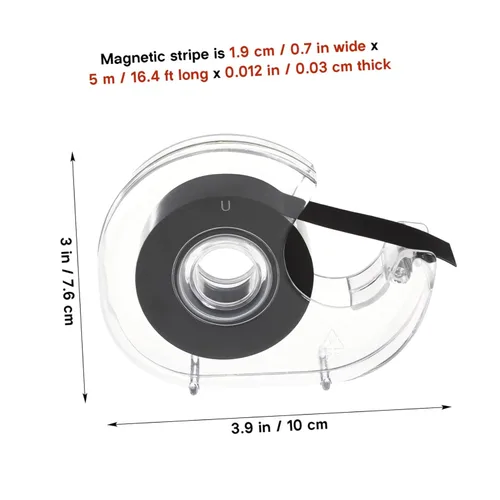 Vista 2 de STOBOK Cinta magnética, 1 rollo de cinta magnética negra, cinta magnética con dispensador, cinta magnética autoadhesiva, rollo de cinta magnética