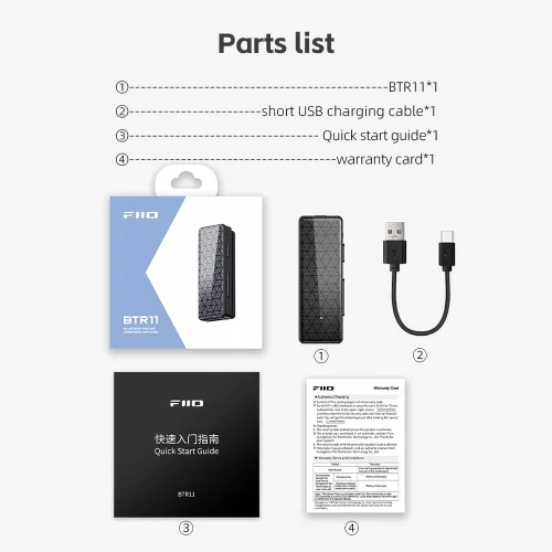 Vista 8 de FiiO BTR11 - Receptor Bluetooth 5.3 LDAC con micrófono incorporado de 3.5mm, adaptador amplificador de auriculares de audio inalámbrico (negro)