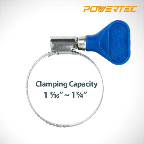 Vista 2 de POWERTEC 70247 Abrazaderas de manguera con llave de 1-1/2 pulgadas, abrazaderas ajustables de tornillo de pulgar de acero inoxidable para colección