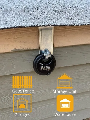 Vista 7 de DAYGOS Candados de disco combinados para exteriores, bloqueo de código de 4 dígitos resistente, bloqueo de disco combinado para unidad
