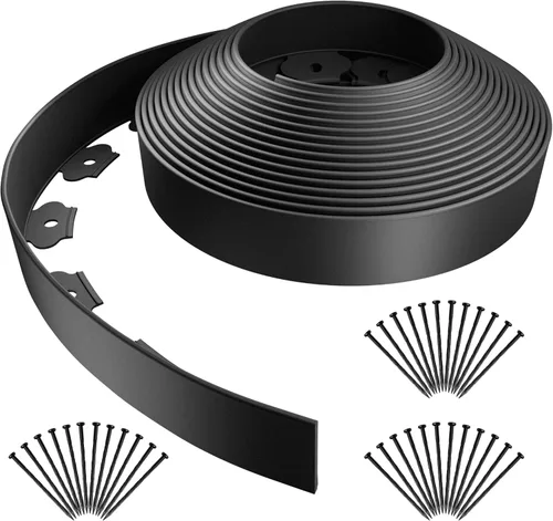 AGTEK Kit de bordes de jardín de 40 pies, borde de plástico de 2 pulgadas de altura, borde de jardín sin excavación para patio, cama de flores con