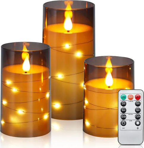 Vista 17 de Aignis 6 piezas de velas LED flotantes sin llama, velas de té de rosa blanca de plástico operadas por batería, más de 120 horas de tiempo de brillo