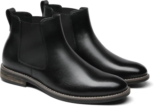 Vista 3 de Bruno Marc - Botines de gamuza de cuero para hombre tipo Chelsea