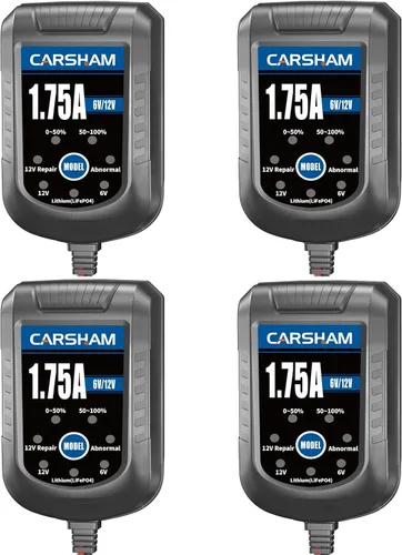 Cargador de batería CARSHAM Trickle de 6 V 12 V, cargador de flotador inteligente, mantenedor automático para automóvil, motocicleta, cortadora de