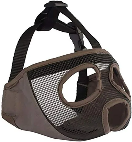 Vista 2 de Bozal para perro de hocico corto - Bozal ajustable transpirable de redecilla para bulldog para morder, masticar, lamer, entrenamiento, aseo de perro