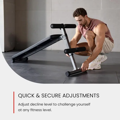 Vista 5 de Finer Form Gym-Quality Adjustable Sit Up Ab Bench & Decline Weight Bench for Home Gym Strength Training.